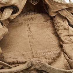 Dior Beige Cannage Nylon and Leather Drawstring Bag