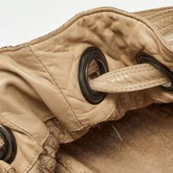 Dior Beige Cannage Nylon and Leather Drawstring Bag