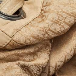 Dior Beige Cannage Nylon and Leather Drawstring Bag