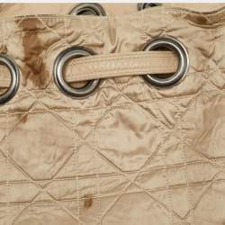 Dior Beige Cannage Nylon and Leather Drawstring Bag