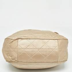 Dior Beige Cannage Nylon and Leather Drawstring Bag
