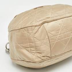 Dior Beige Cannage Nylon and Leather Drawstring Bag