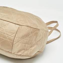 Dior Beige Cannage Nylon and Leather Drawstring Bag