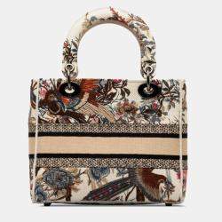 Dior Beige/Brown Medium Jardin d'Hiver Lady D-Lite Bag