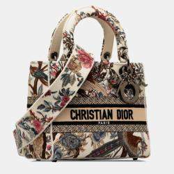 Dior Beige/Brown Medium Jardin d'Hiver Lady D-Lite Bag