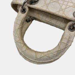 Dior Beige Canvas Lady D-Lite Medium Tote Bag