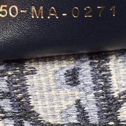 Pre Owned Dior Navy Blue Oblique Embroidered Canvas Medium Book Tote