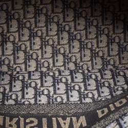 Pre Owned Dior Navy Blue Oblique Embroidered Canvas Medium Book Tote