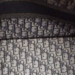 Pre Owned Dior Navy Blue Oblique Embroidered Canvas Medium Book Tote