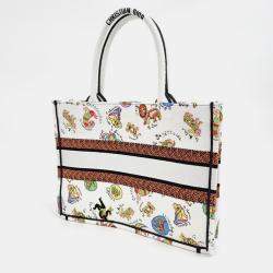 Dior White/Multicolor Canvas Book Tote Bag