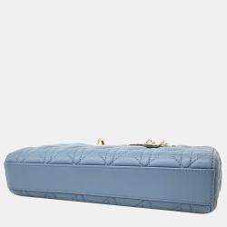 Pre Owned Dior Sky Blue Leather Medium Lady D-Joy Top Handle Bag