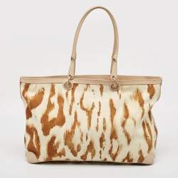 Dior Beige/Brown Printed Canvas and Leather St. Tropez Tote 