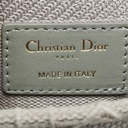 Pre Owned Dior Grey Cannage Embroidered Canvas Medium Lady D-Lite Tote