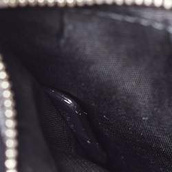 Pre Owned Dior SIlver Micro Cannage Patent Leather Diorama Wallet On Chain