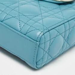 Pre Owned Dior Blue Cannage Leather Medium D-Joy Tote