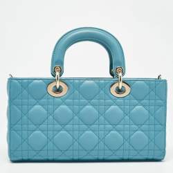 Pre Owned Dior Blue Cannage Leather Medium D-Joy Tote