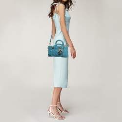 Pre Owned Dior Blue Cannage Leather Medium D-Joy Tote