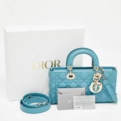 Pre Owned Dior Blue Cannage Leather Medium D-Joy Tote