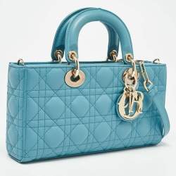 Pre Owned Dior Blue Cannage Leather Medium D-Joy Tote