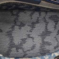 Pre Owned Dior Blue/Off White Cannage Embroidered Canvas Medium Lady D-Lite Tote