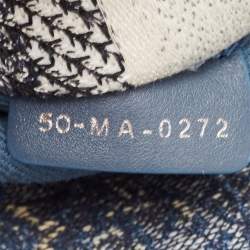 Pre Owned Dior Blue/Off White Cannage Embroidered Canvas Medium Lady D-Lite Tote