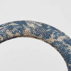 Pre Owned Dior Blue/Off White Cannage Embroidered Canvas Medium Lady D-Lite Tote