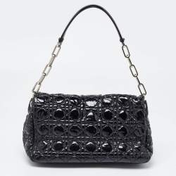 Pre Owned Dior Black Cannage Patent Leather Miss Dior Promenade Shoulder Bag