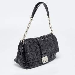 Pre Owned Dior Black Cannage Patent Leather Miss Dior Promenade Shoulder Bag