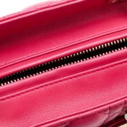 Pre Owned Dior Fuschia Cannage Leather Large Lady Dior Tote