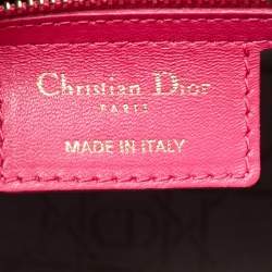 Pre Owned Dior Fuschia Cannage Leather Large Lady Dior Tote