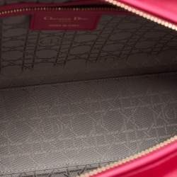 Pre Owned Dior Fuschia Cannage Leather Large Lady Dior Tote