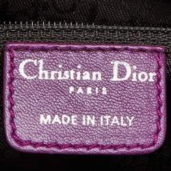 Pre Owned Dior Purple Cannage Leather Medium Lady Dior Tote 