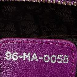 Pre Owned Dior Purple Cannage Leather Medium Lady Dior Tote 