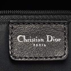 Pre Owned Dior Navy Blue Oblique Canvas and Leather Charms Boston Bag