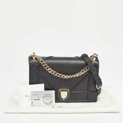 Pre Owned Dior Black Leather Medium Diorama Shoulder Bag