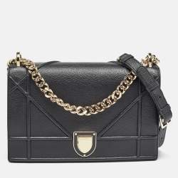 Pre Owned Dior Black Leather Medium Diorama Shoulder Bag