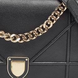 Pre Owned Dior Black Leather Medium Diorama Shoulder Bag