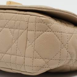 Pre Owned Dior Light Beige Cannage Leather Small Caro Shoulder Bag