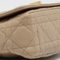 Pre Owned Dior Light Beige Cannage Leather Small Caro Shoulder Bag