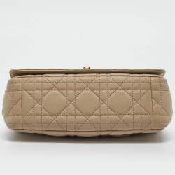 Pre Owned Dior Light Beige Cannage Leather Small Caro Shoulder Bag
