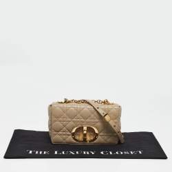 Pre Owned Dior Light Beige Cannage Leather Small Caro Shoulder Bag