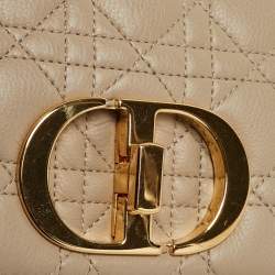 Pre Owned Dior Light Beige Cannage Leather Small Caro Shoulder Bag
