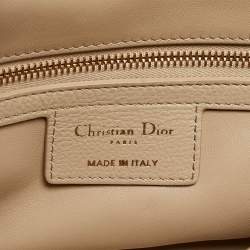 Pre Owned Dior Light Beige Cannage Leather Small Caro Shoulder Bag