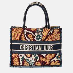 Dior Multicolour Canvas Embroidered Large Paisley Book Tote Bag