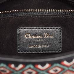 Pre Owned Dior Black/Multicolor Leather Beaded Fringe Mini Lady Dior Tote
