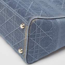 Dior Blue Cannage Embroidered Canvas Medium Lady D-Lite Tote