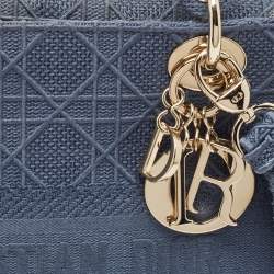 Dior Blue Cannage Embroidered Canvas Medium Lady D-Lite Tote