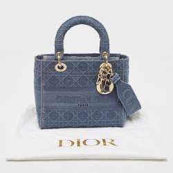 Dior Blue Cannage Embroidered Canvas Medium Lady D-Lite Tote