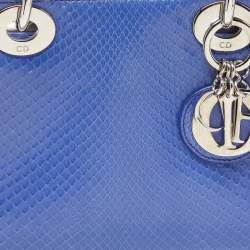 Pre Owned Dior Blue Python Mini Lady Dior Tote