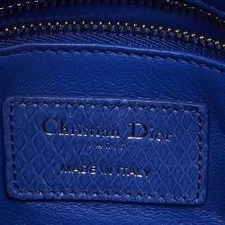 Pre Owned Dior Blue Python Mini Lady Dior Tote